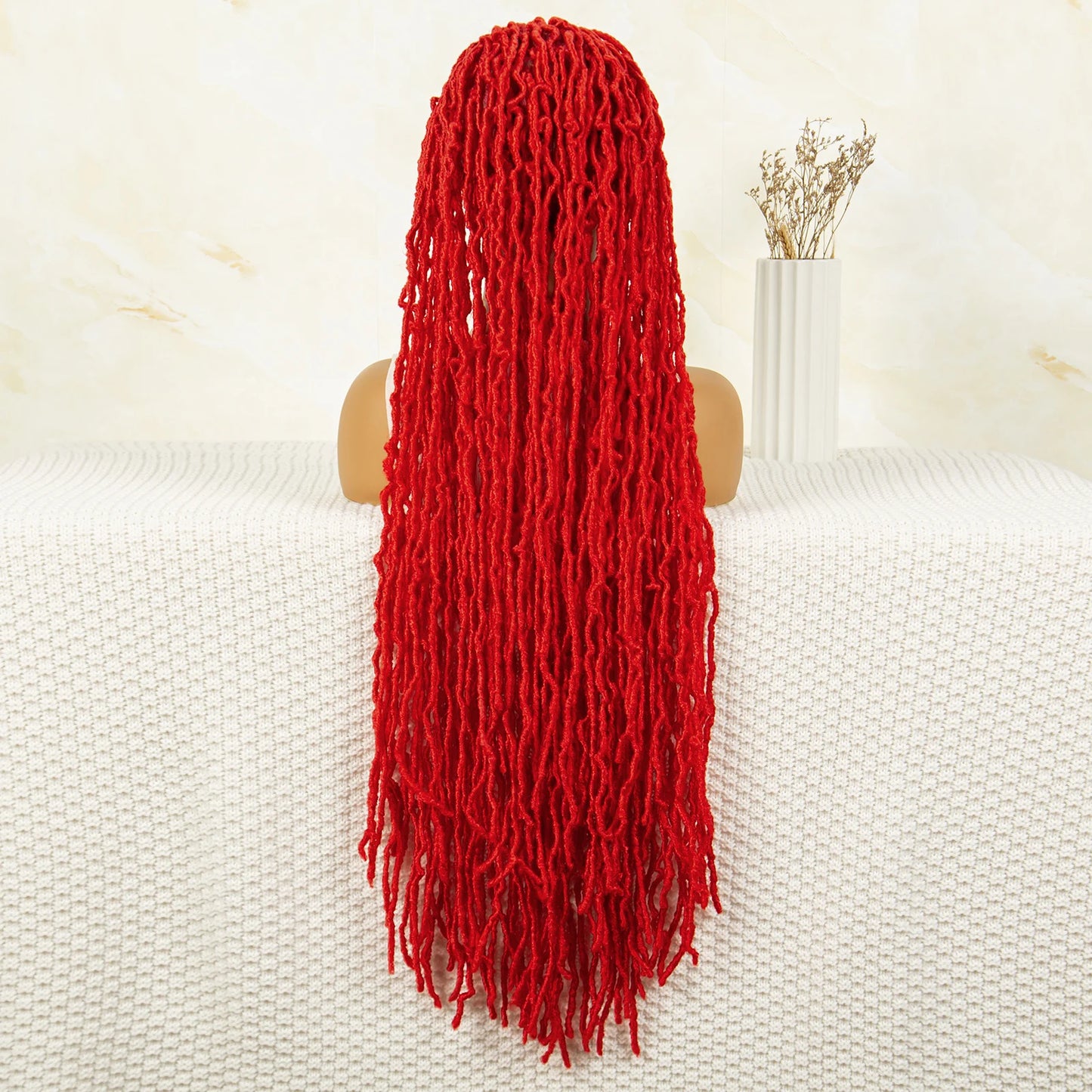 Red Box Braids Full Lace Wig | 36 Inches | Crochet Braids | Knotless | Kanekalon