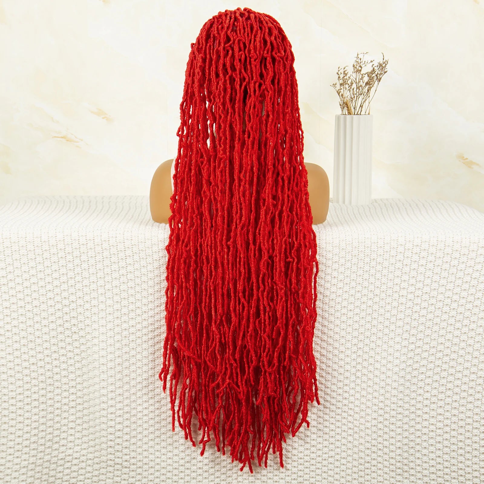 Red Box Braids Full Lace Wig | 36 Inches | Crochet Braids | Knotless | Kanekalon