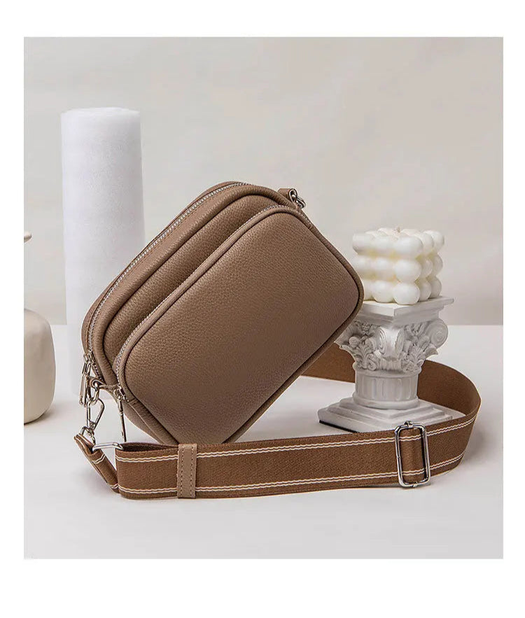 New Lychee Pattern Small Square Bag | Comfortable Weaving Strap Style Wide Shoulder Strap & Crossbody Bag Luxegan