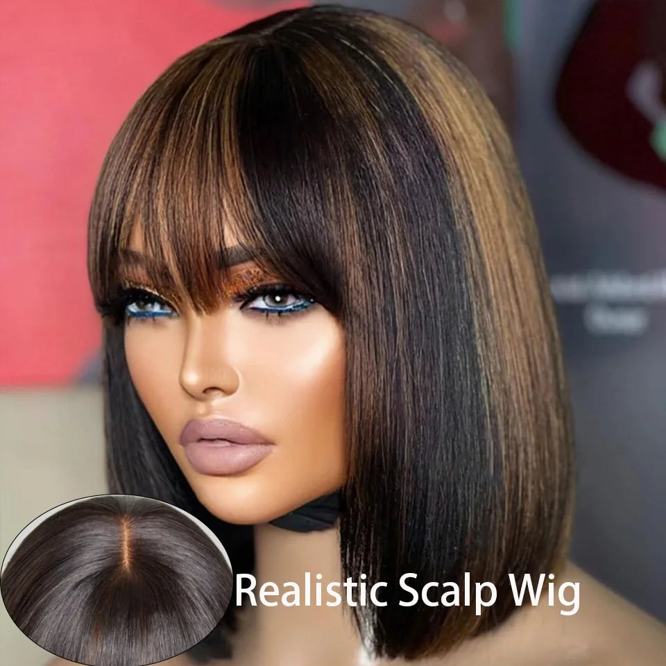 Rebecca Ombre Blonde Brown Bob Wig | 3x1 Part Lace Human Hair Luxegan