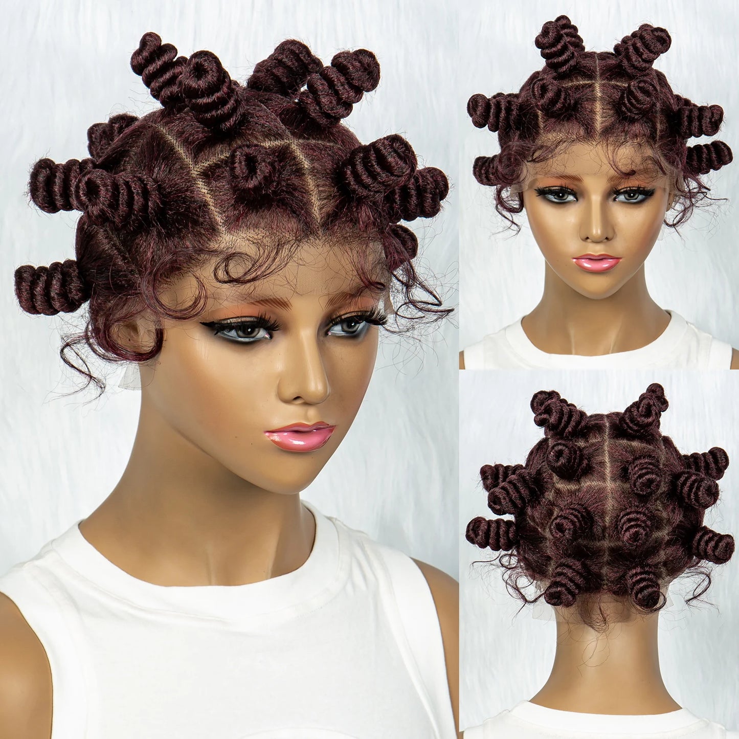 Knotless Braids Wig with Twist Buns | Full Lace African Braiding Hair Luxegan