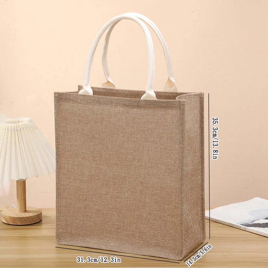New Large Capacity Linen Tote Bag | Sophisticated Jute-Style Imitation Linen Shopping Bag | Elegant Versatile Travel Organizer | "Dignified" Minimalist Casual Handbag Luxegan