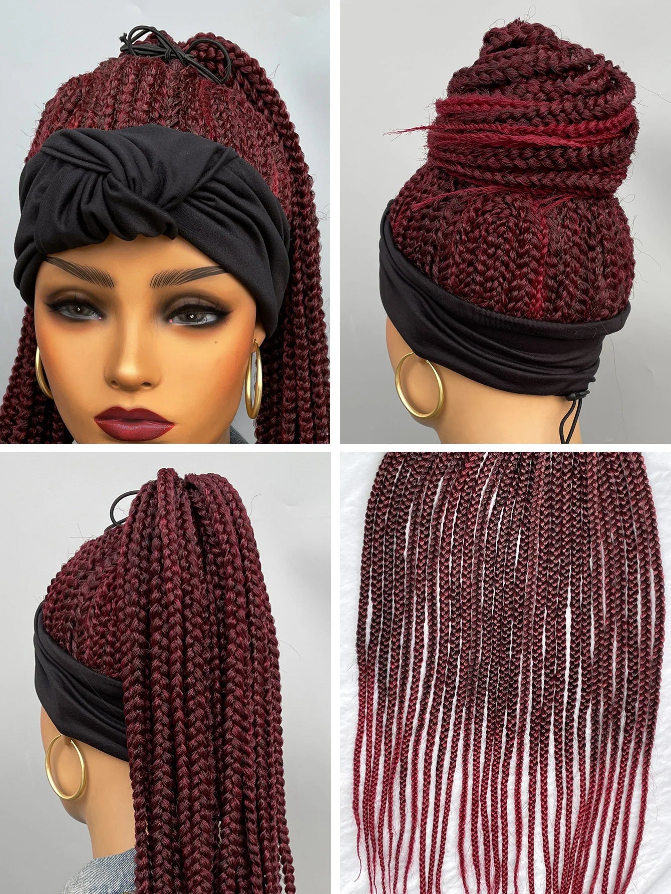 26" Twist Cornrow Headband Wig | Crochet Braids | Long Straight Synthetic Luxegan