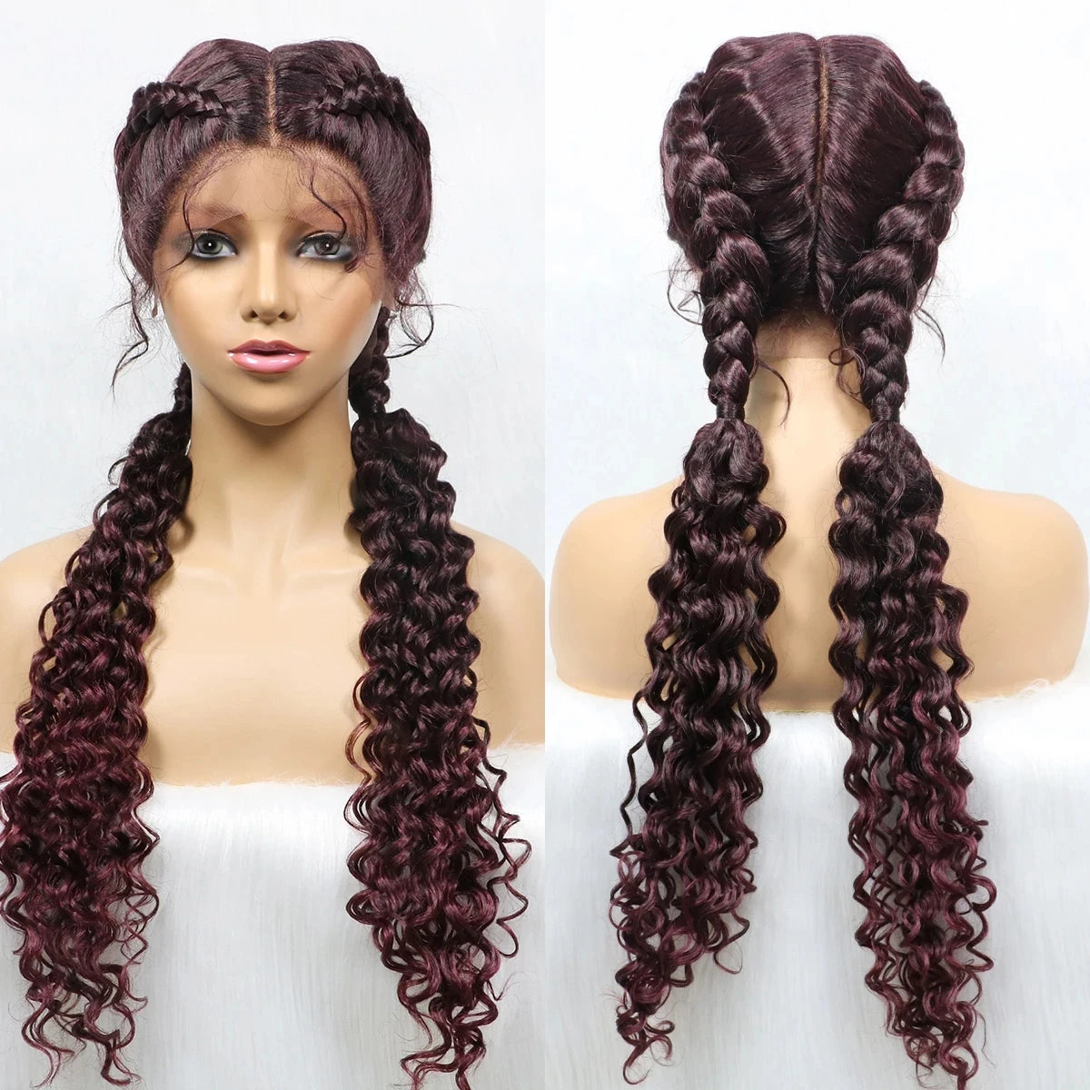 Curly Cornrow Twist Braids Wig | 13x1 T Part Lace | Water Wave | Black Women Luxegan