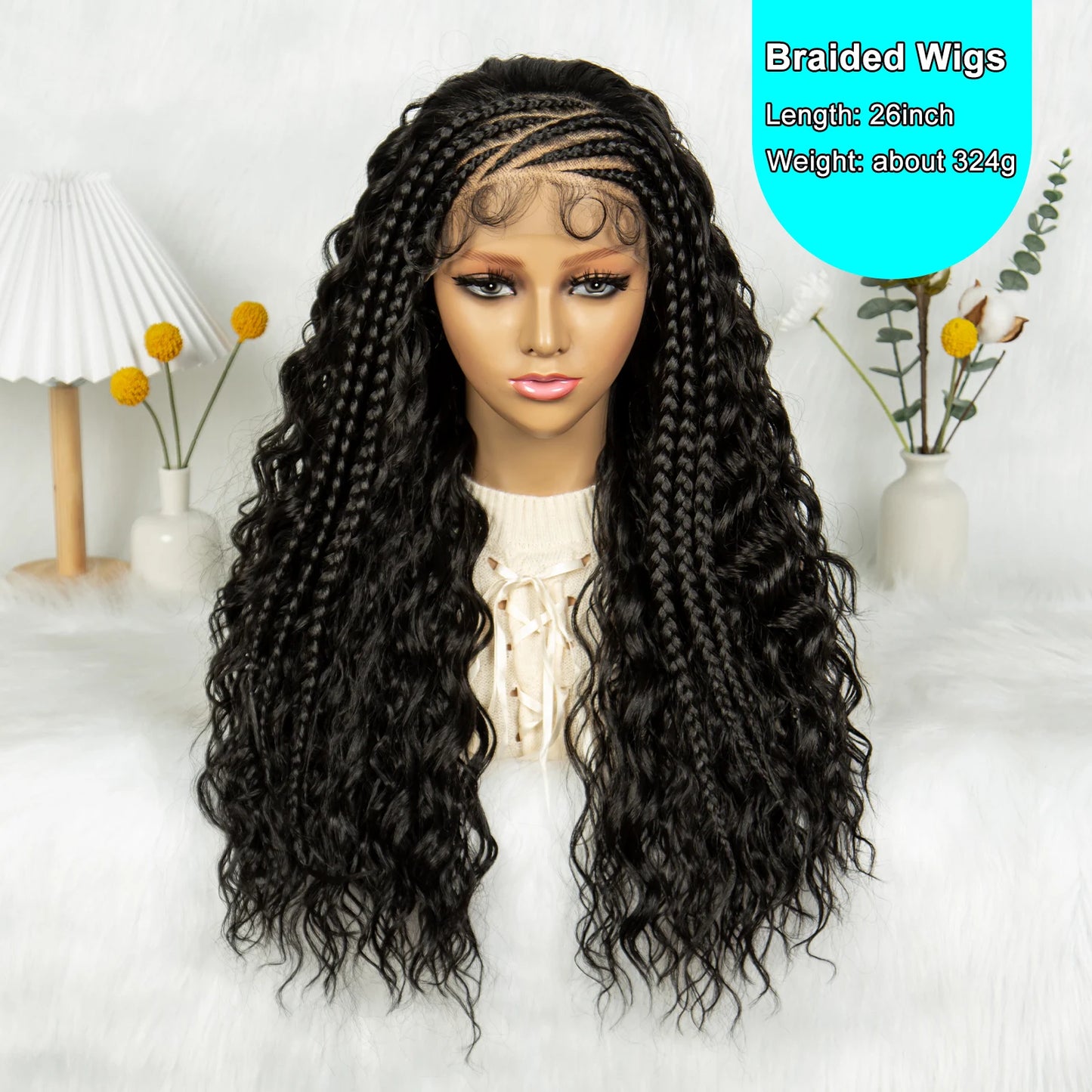 Burgundy Cornrow Stitch Curly Braids Wig | 13x4 Lace Front | Baby Hair | KIMA Luxegan