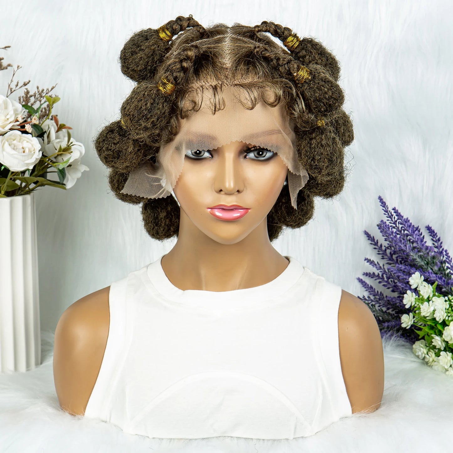 New Style Bantu Knot Knotless Box Braids HD Full Lace Wig | Synthetic Braided Wig for Black Women Luxegan