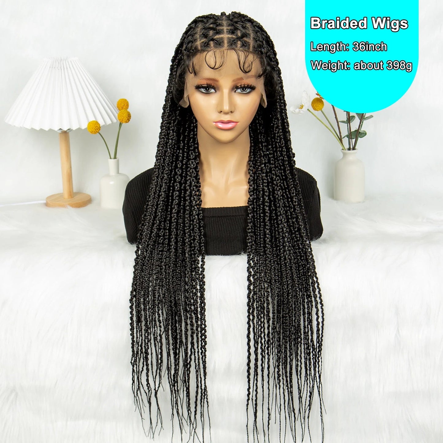 36" Criss Cross Braided Wig | Full Lace | Baby Hair | Large Cap | Synthetic Braids Luxegan