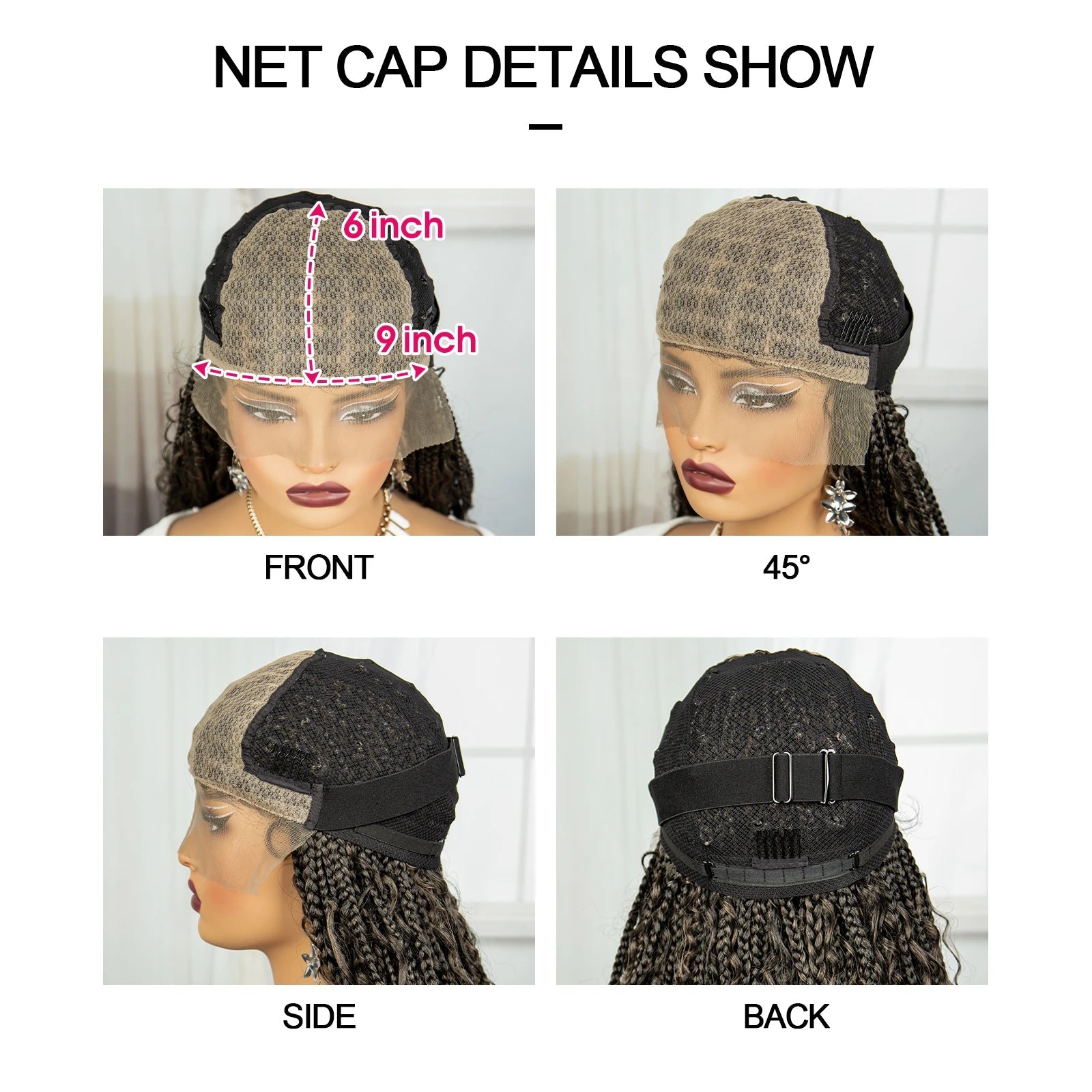 36" Knotless Box Braids Wig | Bohemian Style | Curly Ends | Lace Front | With Baby Hair | For Black Women Luxegan