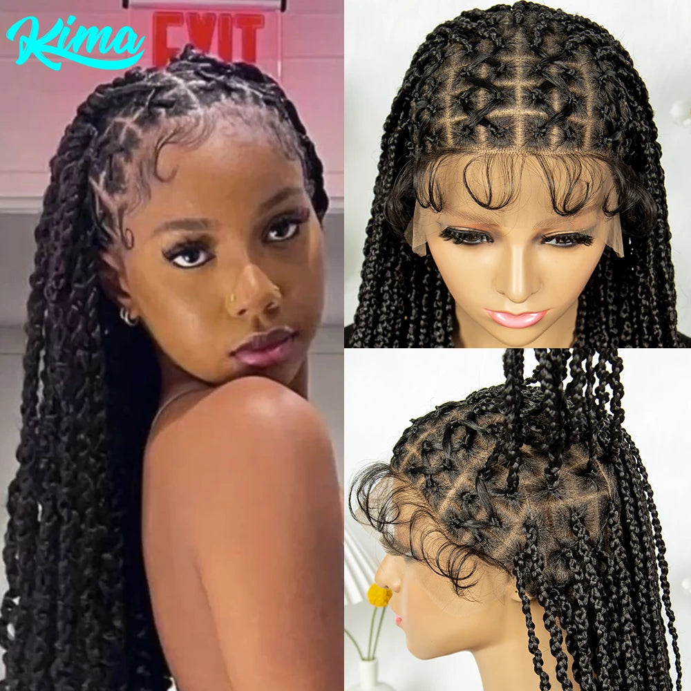 36" Criss Cross Braided Wig | Full Lace | Baby Hair | Large Cap | Synthetic Braids Luxegan