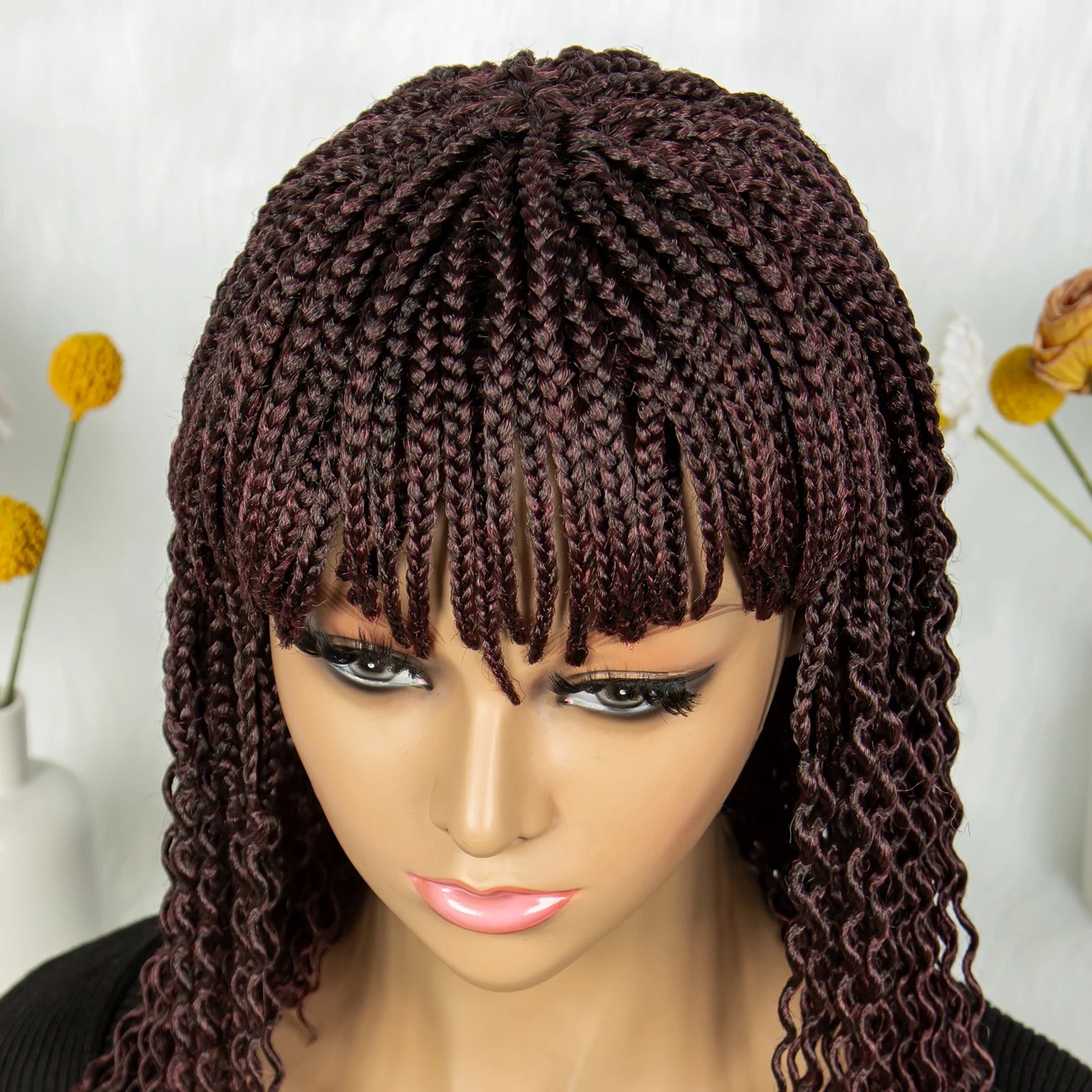 KIMA Colorful Half Twisted Locs Half Braided Bob Wig with Bangs Luxegan