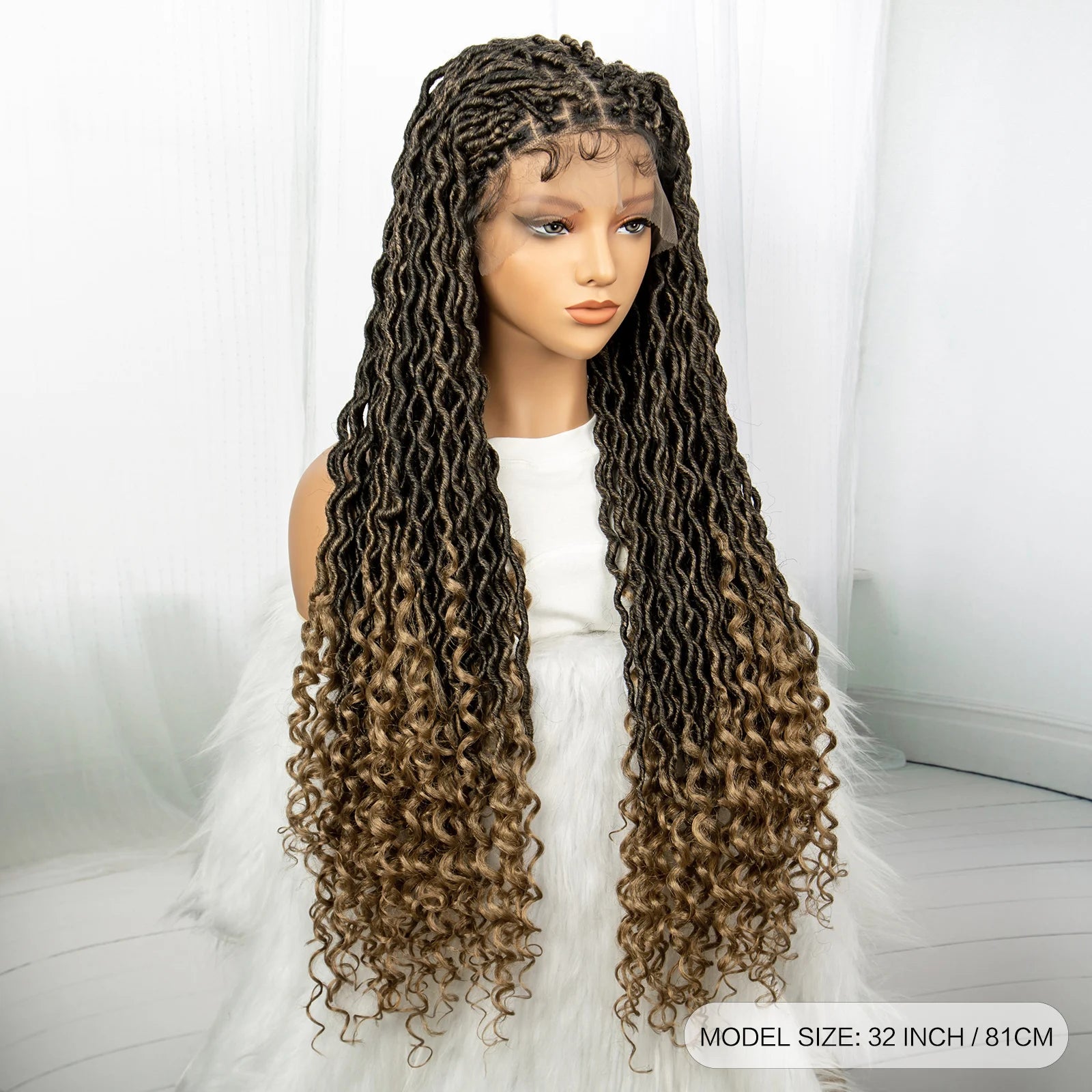 32 Inch Goddess Locs Lace Front Wig | Curly Ends | Faux Locs | Synthetic Hair | With Baby Hair