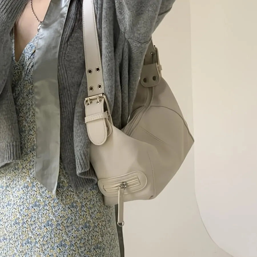 Y2K Style Shoulder Bag | Trendy Motorcycle Handbag & Minimalist Shoulder Purse Luxegan