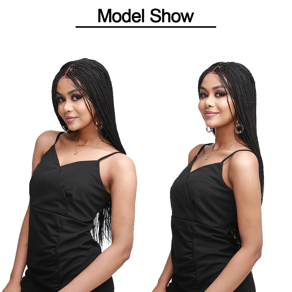 30" Box Braids Lace Front Wig | Baby Hair | Afro Synthetic Braids | Black Women Luxegan