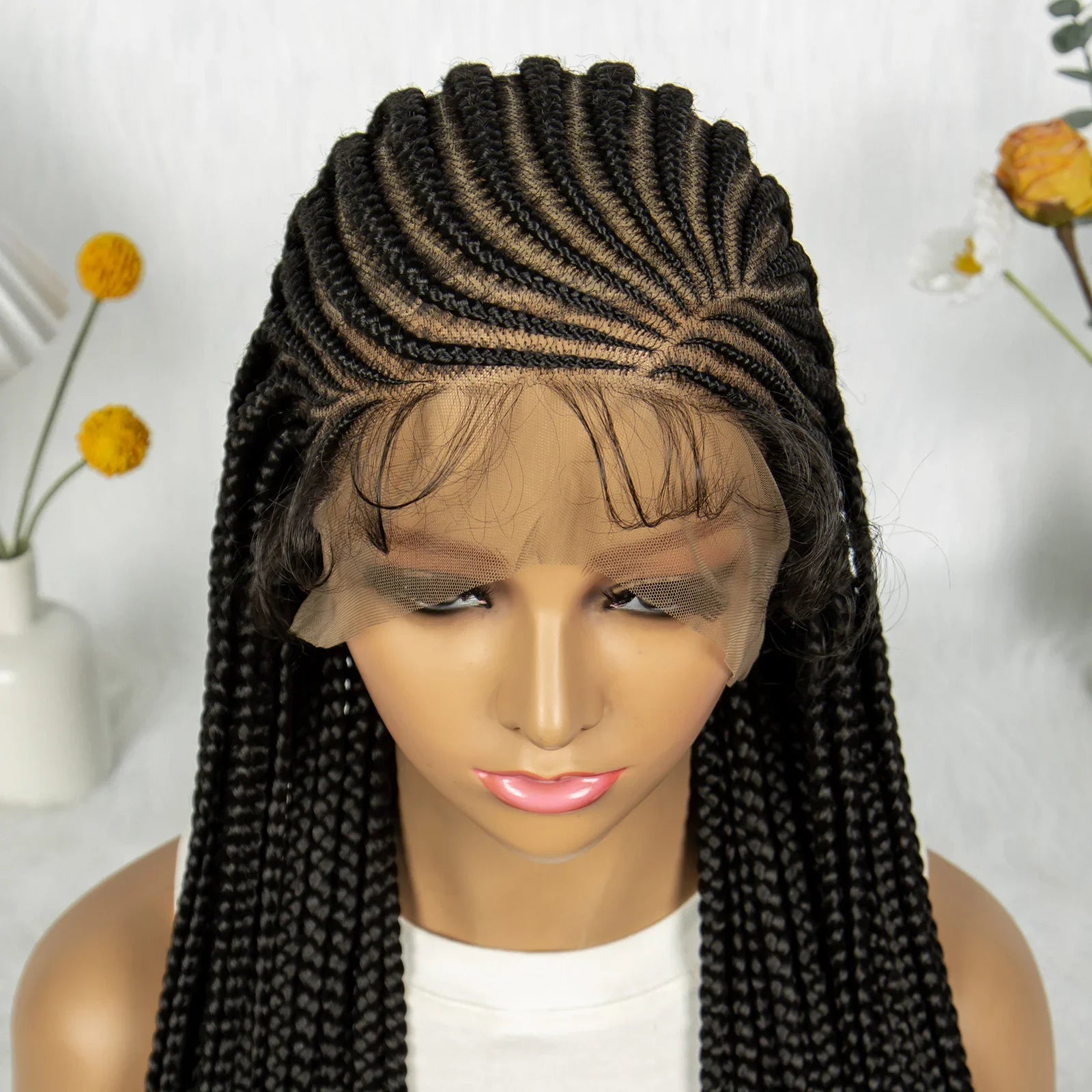 Cornrow Braids Wig | Transparent Full Lace Front | Bohemian Goddess Twists Luxegan