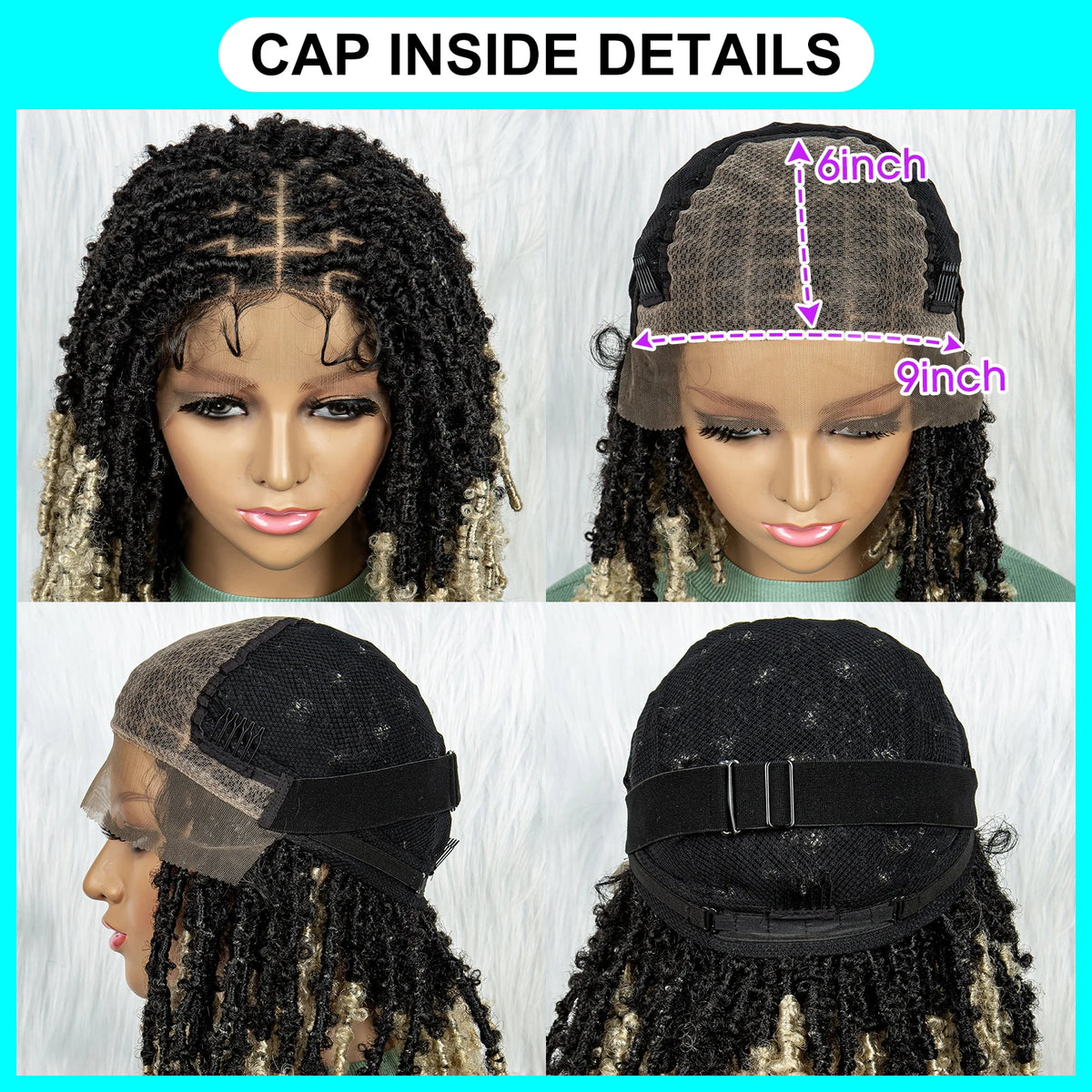 KIMA Pelucas trenzadas sintéticas de 14 pulgadas Peluca frontal de encaje Pelucas trenzadas 9x6 Trenzas de caja sin nudos con pelo de bebé para mujeres negras