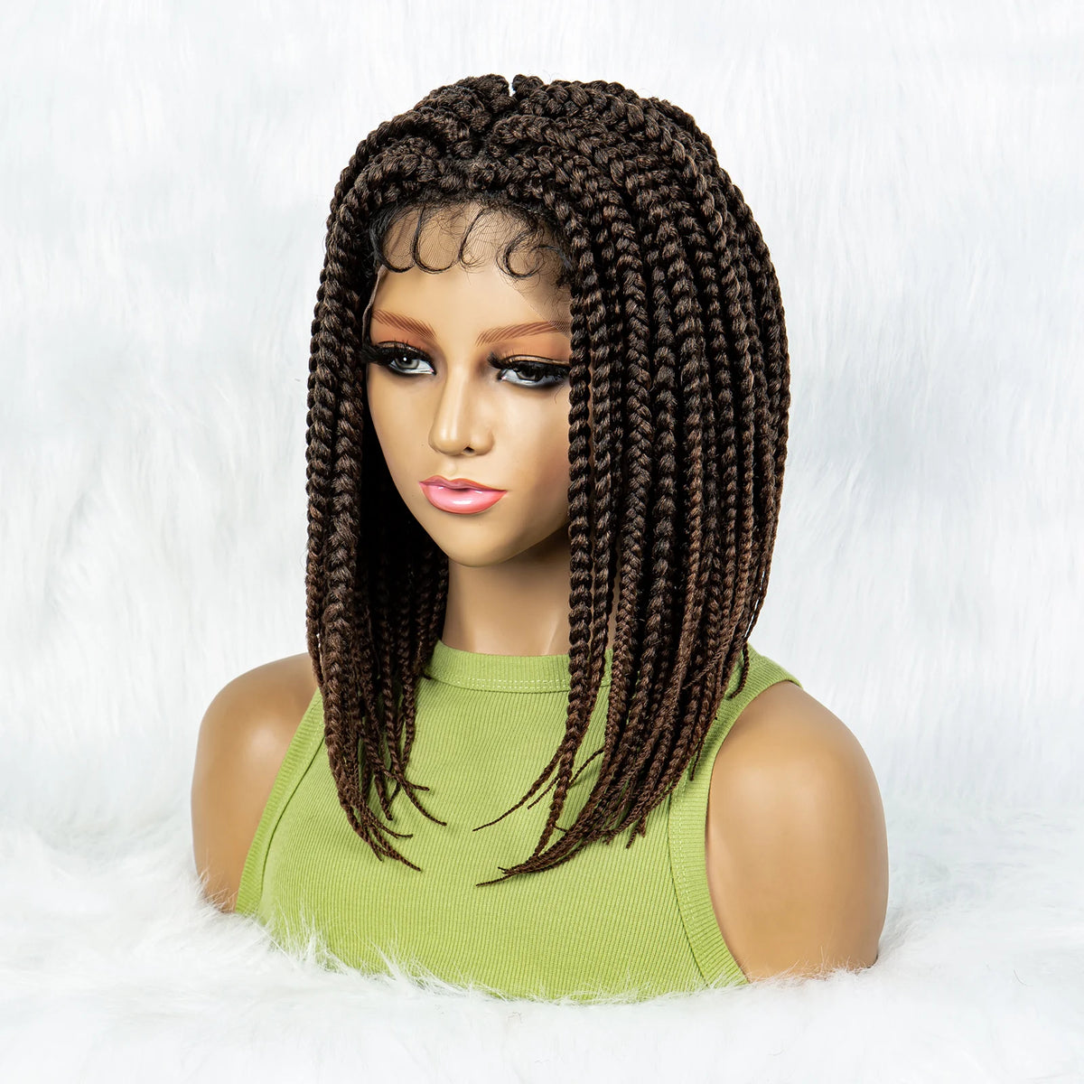 Pelucas trenzadas Bob para mujeres negras Peluca de encaje completo con trenzas estilo cornrow Peluca sintética de encaje frontal con trenzas de caja sin nudos con cabello de bebé