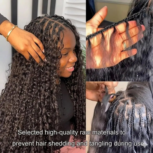 Burmese Curly Human Hair Bulk | Boho Braids Knotless Braiding Virgin Hair Extensions No Weft - view 2