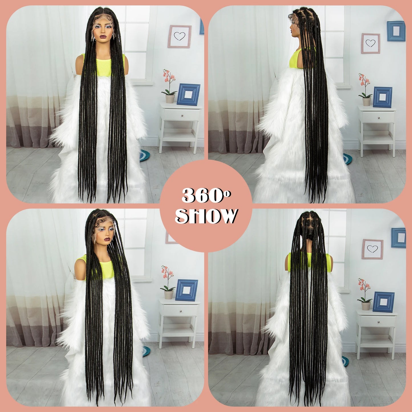 60" Super Long Knotless Box Braids Wig | Transparent Full Lace Luxegan