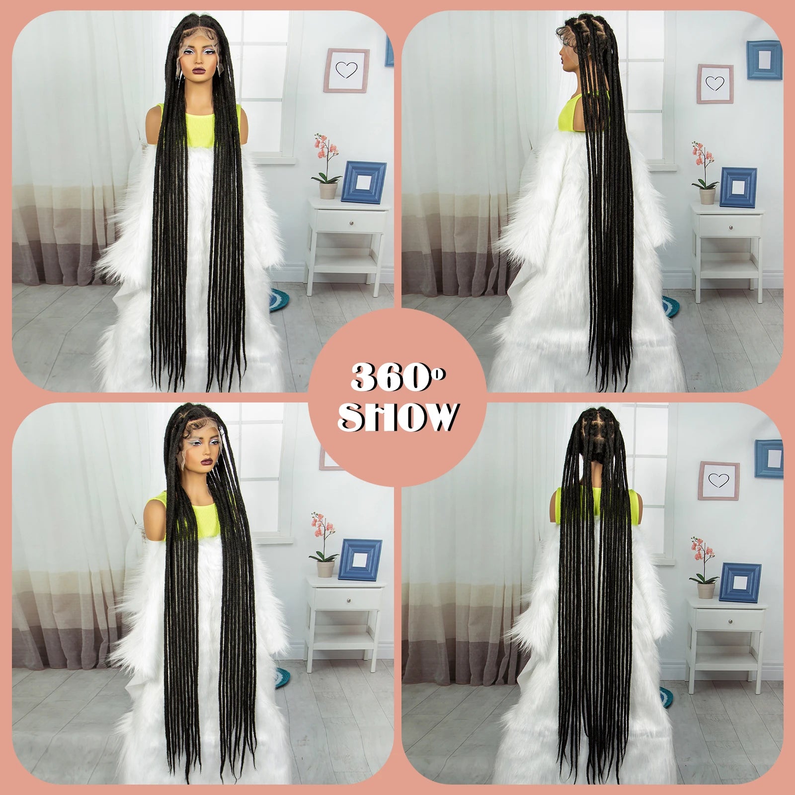 60" Super Long Knotless Box Braids Wig | Transparent Full Lace Luxegan