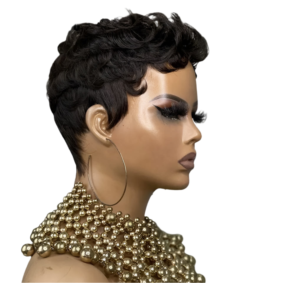 99J Burgundy & Natural Black Pixie Cut Wig | 150% Density Glueless Remy Human Hair Bob Luxegan