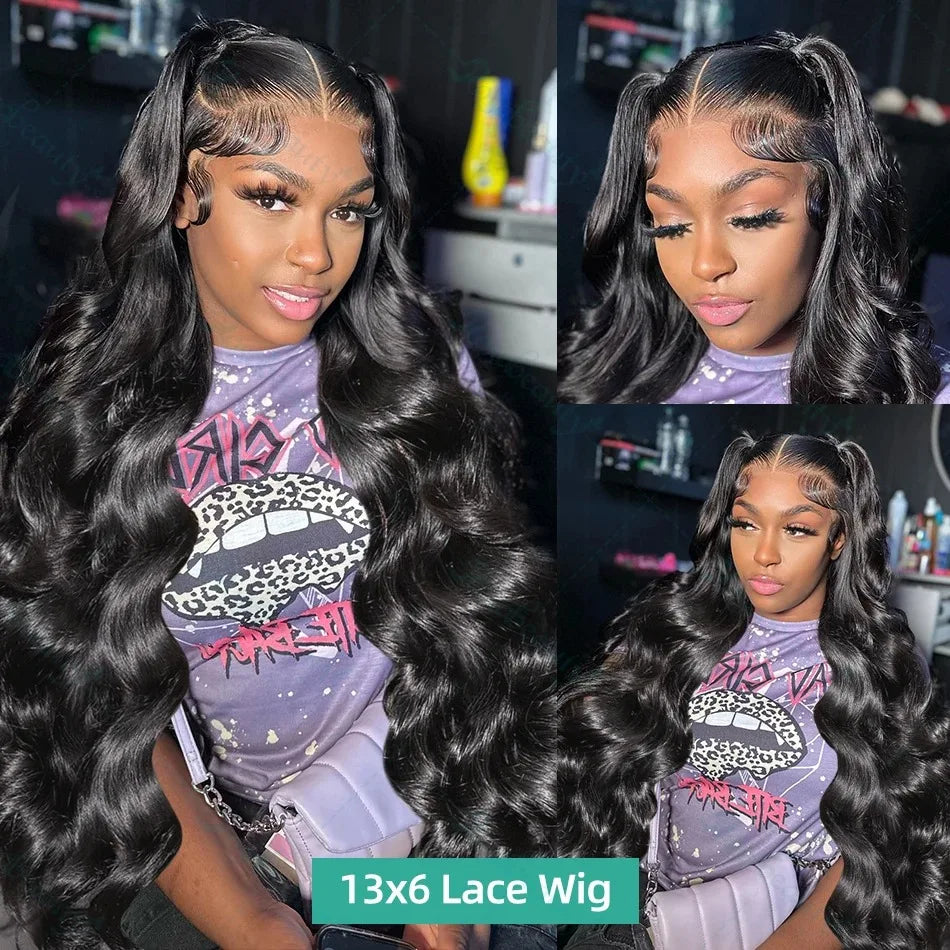 200% Density Body Wave Human Hair Lace Front Wig | 13x6 HD Transparent & 13x4 Loose Wave Frontal Wig (Pre-Plucked Remy) Luxegan