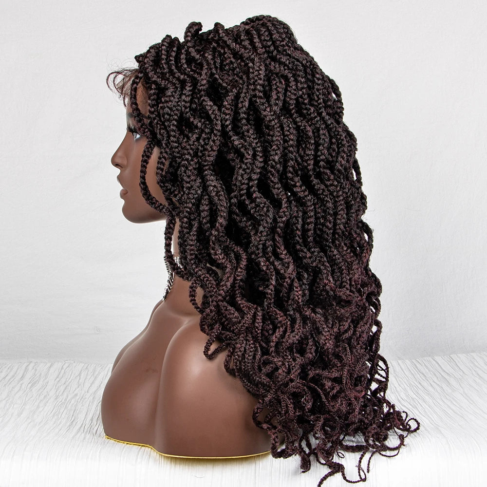 18" Knotless Box Braids Wig | Synthetic Lace Front Luxegan