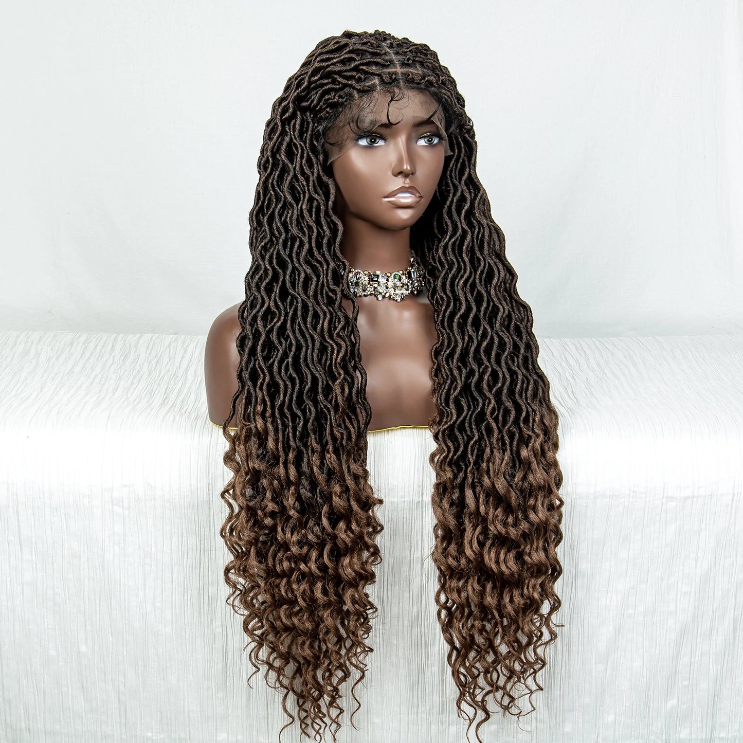 Colorful Dreadlocks & Water Wave Braids Wig | Lace Front | Baby Hair Luxegan