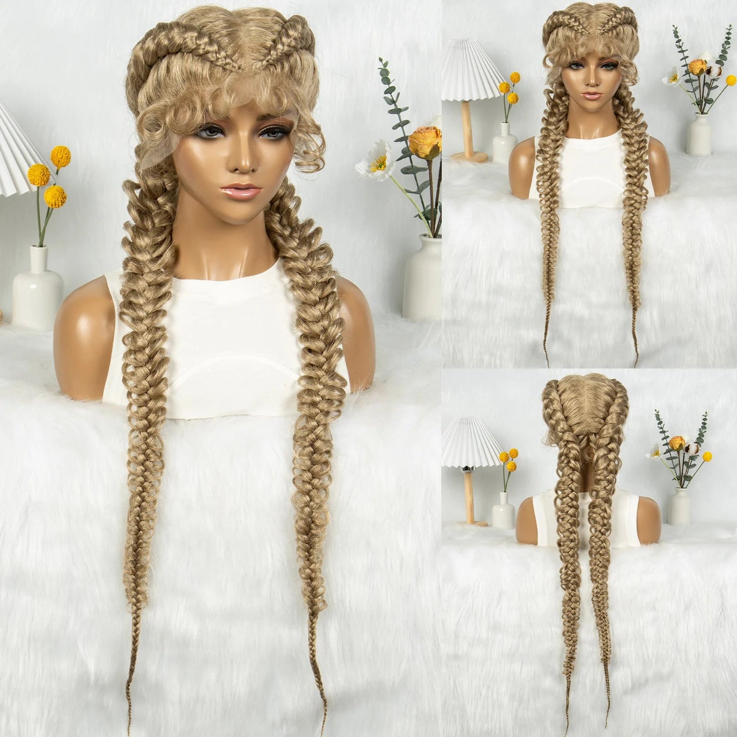 36" Twisted Braids Lace Front Wig | 13x1 | Senegalese Twist | Baby Hair | Handmade Synthetic Braids Luxegan