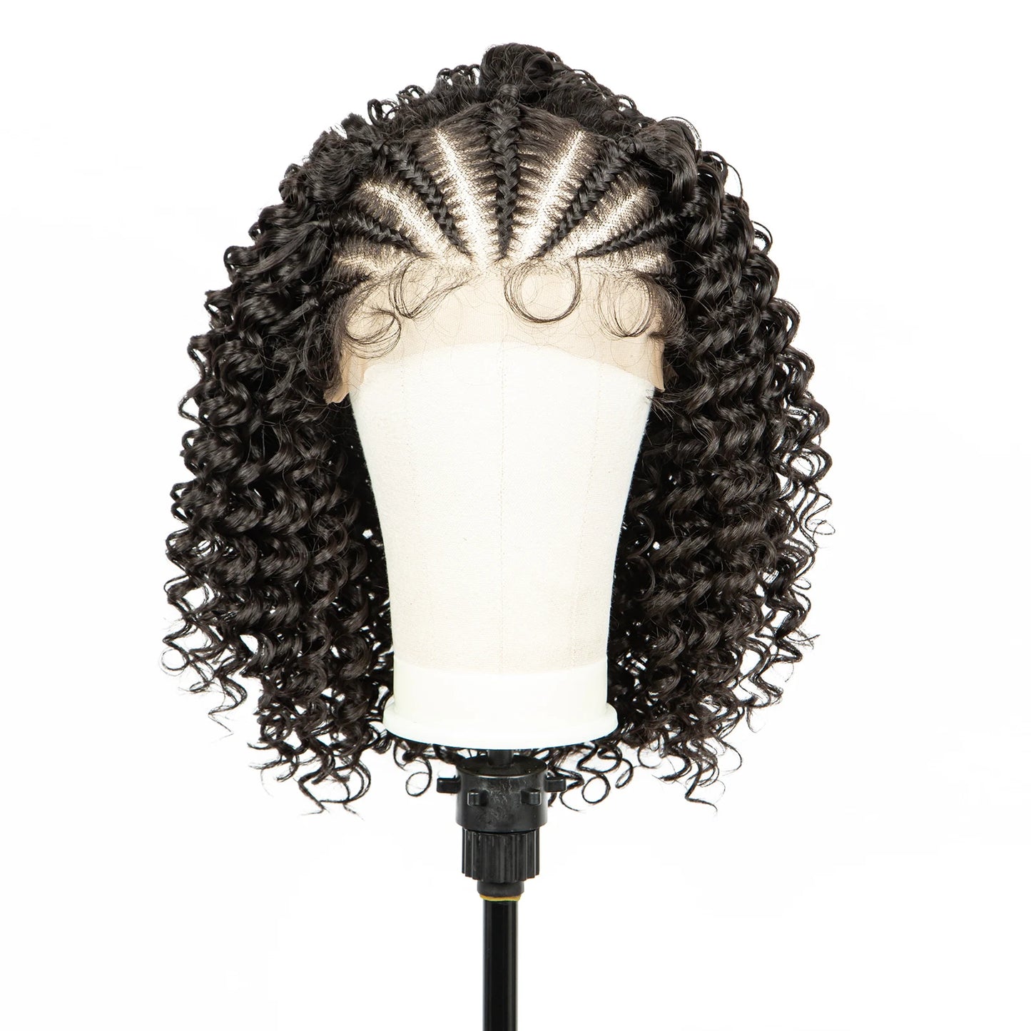 16" Curly Synthetic Lace Front Braided Wig | 13x4 Transparent Short Braids with Baby Hair Luxegan