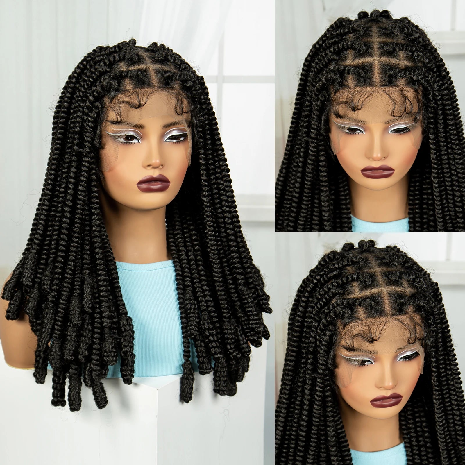20" Knotless Box Twist Braids Wig | Full Lace | Baby Hair Luxegan