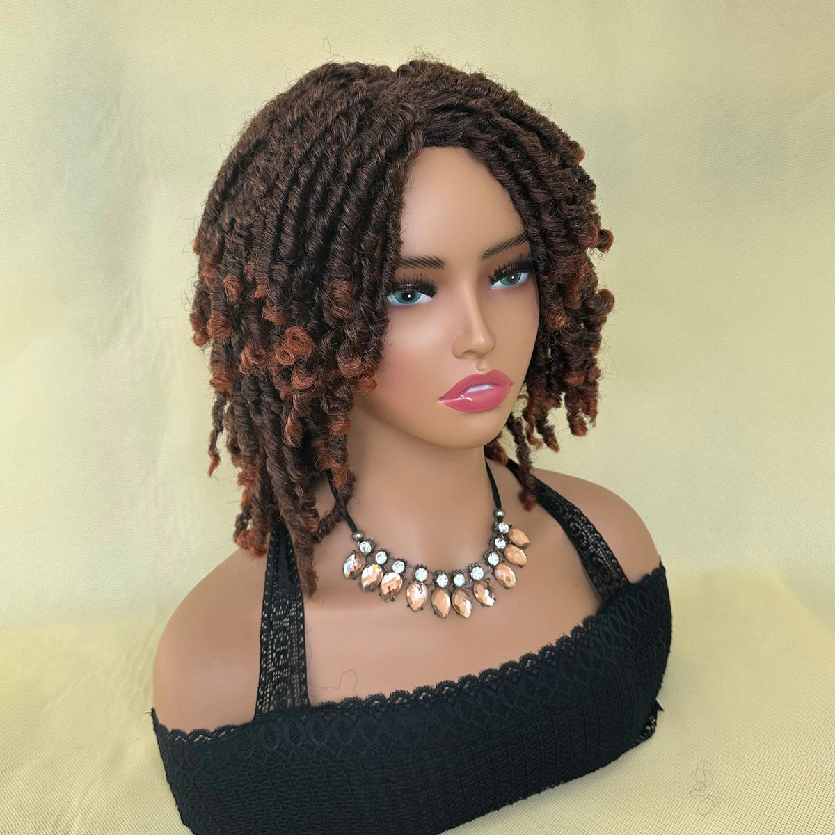 Short Synthetic Dreadlock Wig Afro Crochet Twist Hair Wigs For Black Women Curly Naturel Soft Faux Locs Wig Luxegan