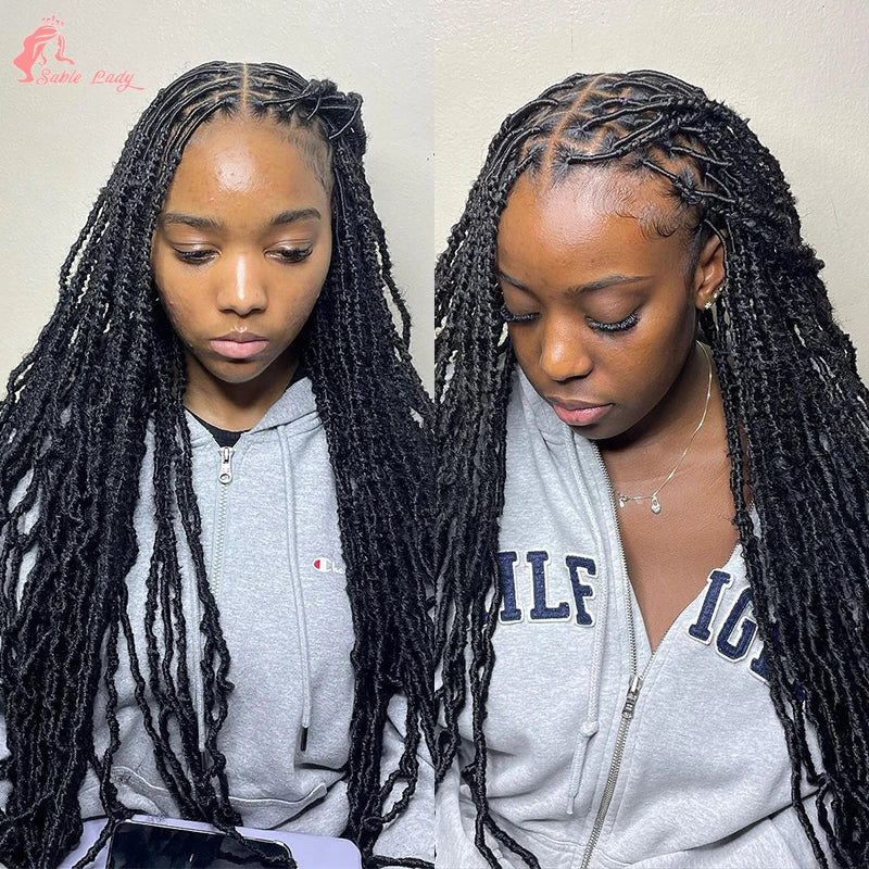 Long 40" Synthetic Knotless Braided Wigs Dreadlock Locs Braids Wigs for Black Women Twist Box Braids Full Lace Front Wig African Luxegan