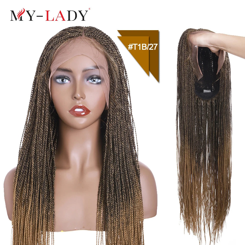 30" Box Braids Lace Front Wig | Baby Hair | Afro Synthetic Braids | Black Women Luxegan