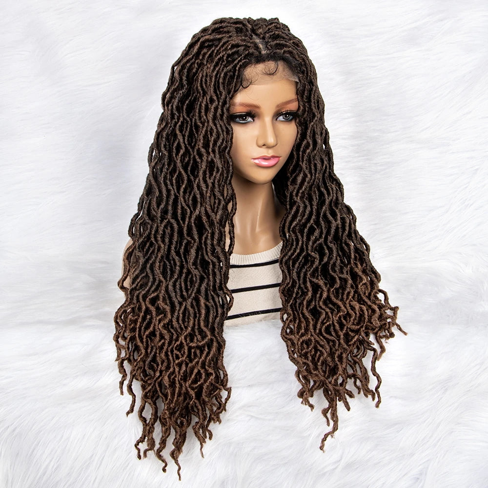 HD Transparent Lace Braided Wig with Lambswool Curls Luxegan