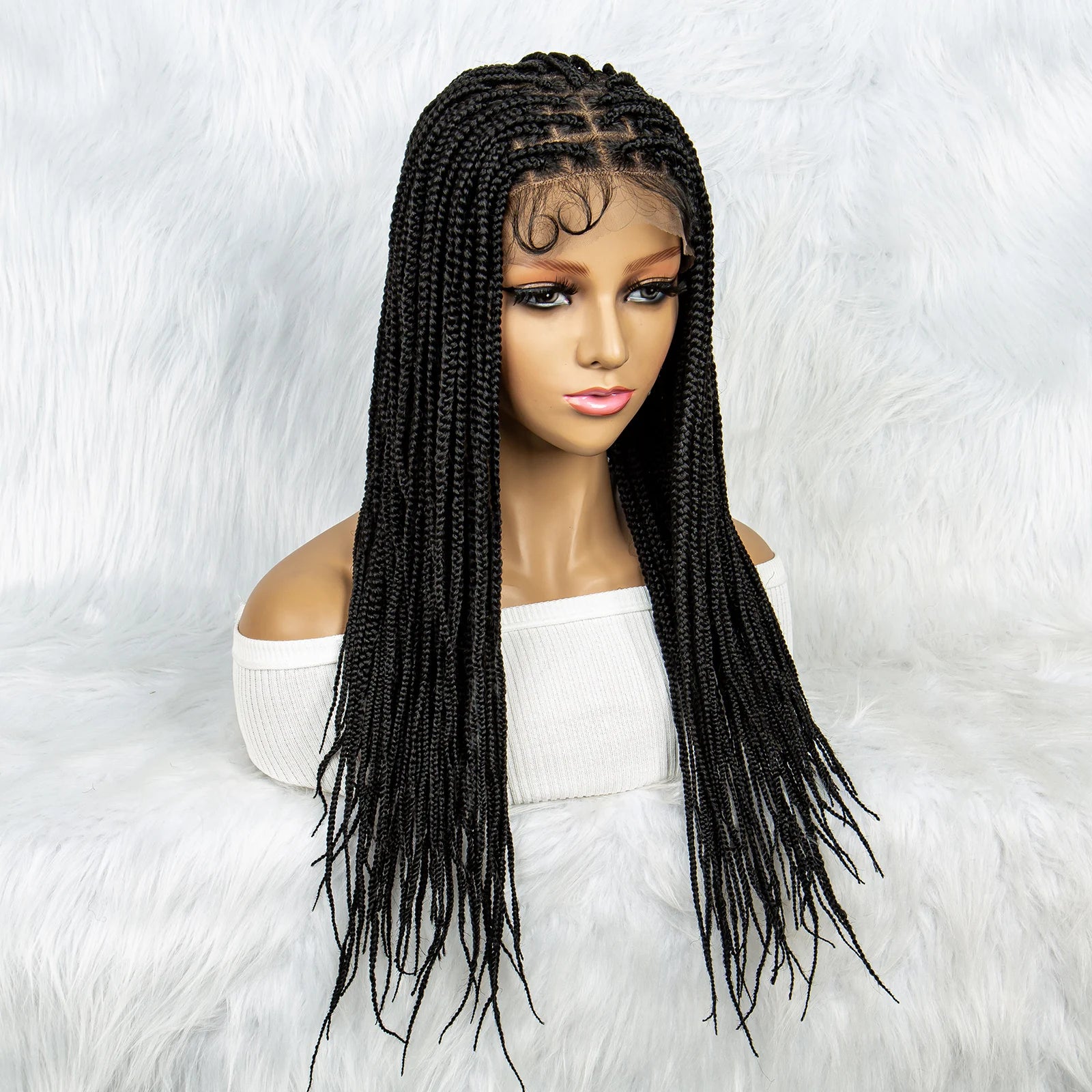 Colorful Knotless Box Braids Wig | Full Lace Front with Baby Hair Luxegan