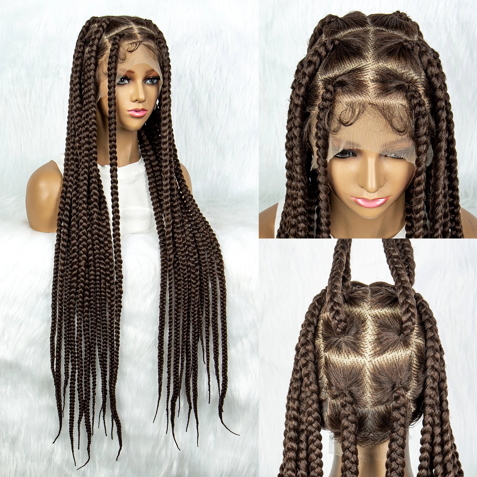 KIMA 36" Colorful Knotless Box Braids Wig | Lace Front & Baby Hair Luxegan