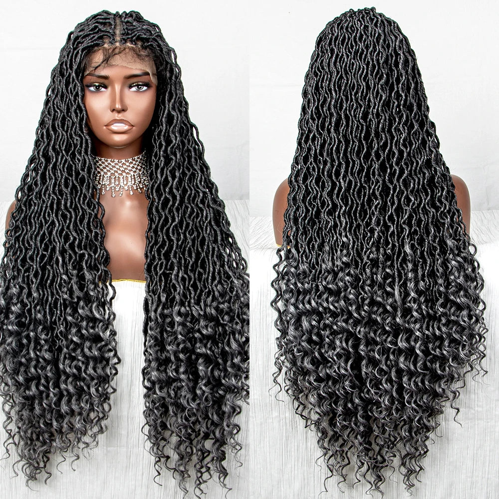 Colorful Dreadlocks & Water Wave Braids Wig | Lace Front | Baby Hair Luxegan