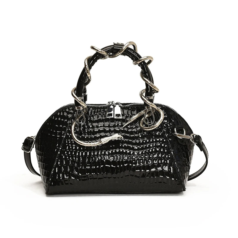 Crocodile Pattern Shell Bag | Designer Top-Handle & Crossbody Purse Luxegan