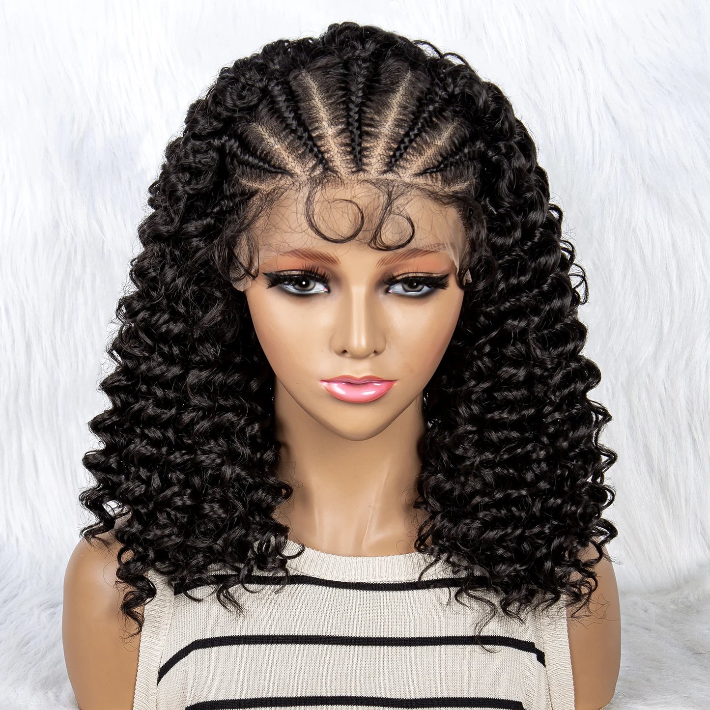Kinky Curly Braided Bob Wig | Lace Front with Baby Hair Luxegan
