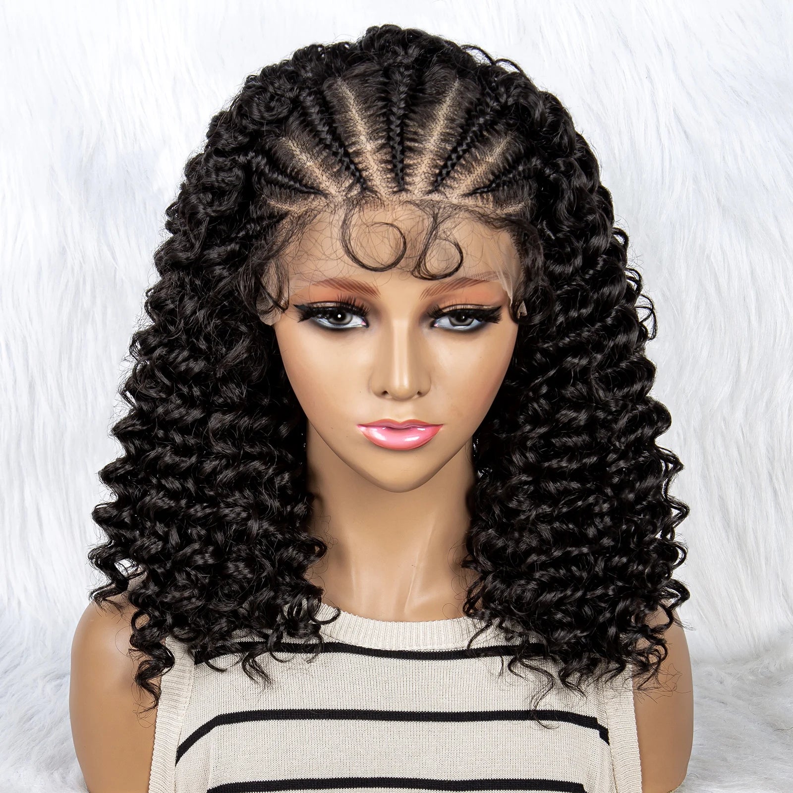 Kinky Curly Braided Bob Wig | Lace Front with Baby Hair Luxegan