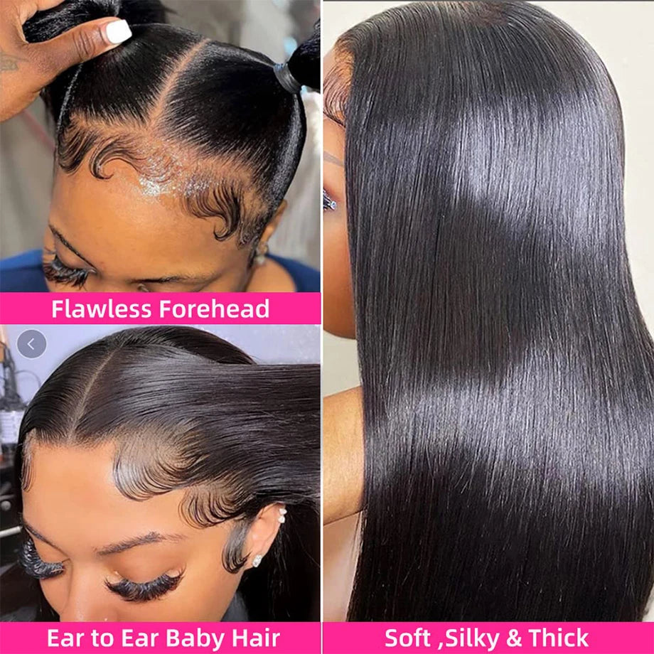 30 Inch Straight HD Lace Frontal Wig | 13x4 Human Hair Remy Wig | Pre-Plucked & Bleached Knots Luxegan