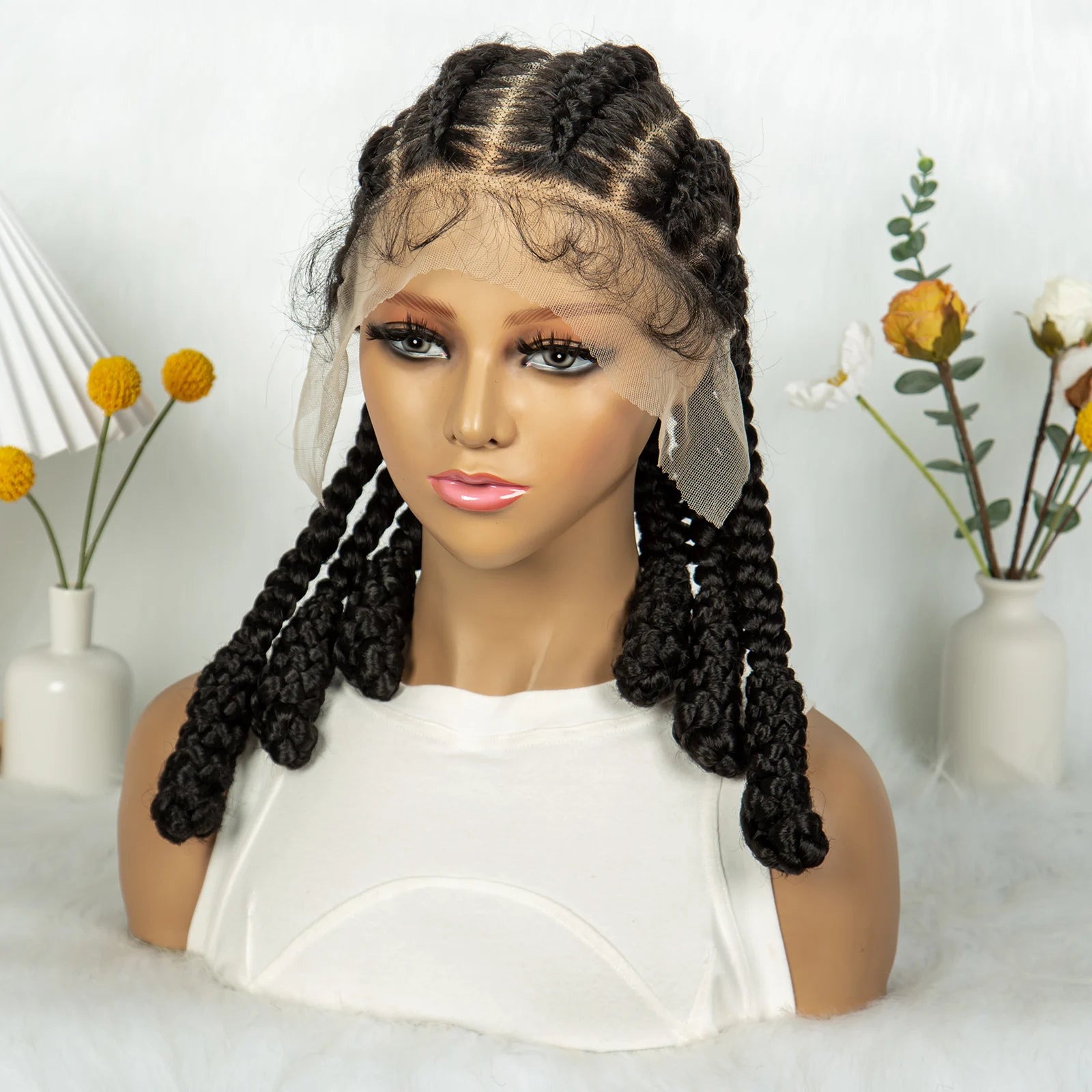 KIMA Cornrow Box Braided Full Lace Wig with Baby Hair | Synthetic Braids Wig for Africa Women & Men Luxegan