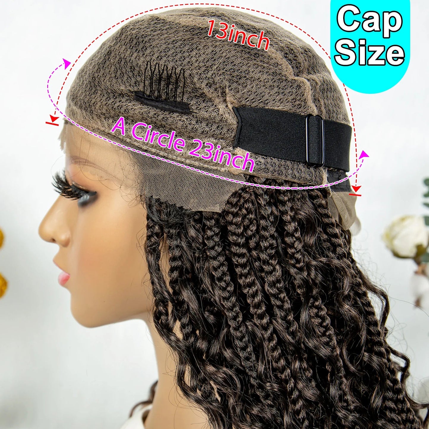 32" Natural Boho Knotless Braids Wig | HD Lace Front | Baby Hair | Synthetic Luxegan