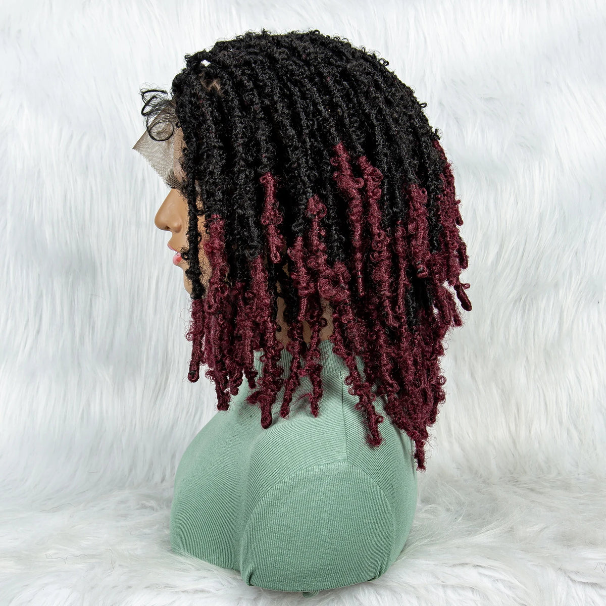 KIMA Pelucas trenzadas sintéticas de 14 pulgadas Peluca frontal de encaje Pelucas trenzadas 9x6 Trenzas de caja sin nudos con pelo de bebé para mujeres negras