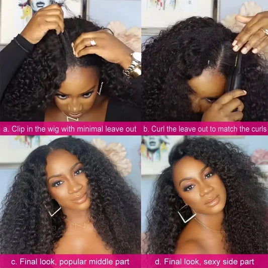 V-Part Afro Kinky Curly Wig | 12–32 Inch Luxegan