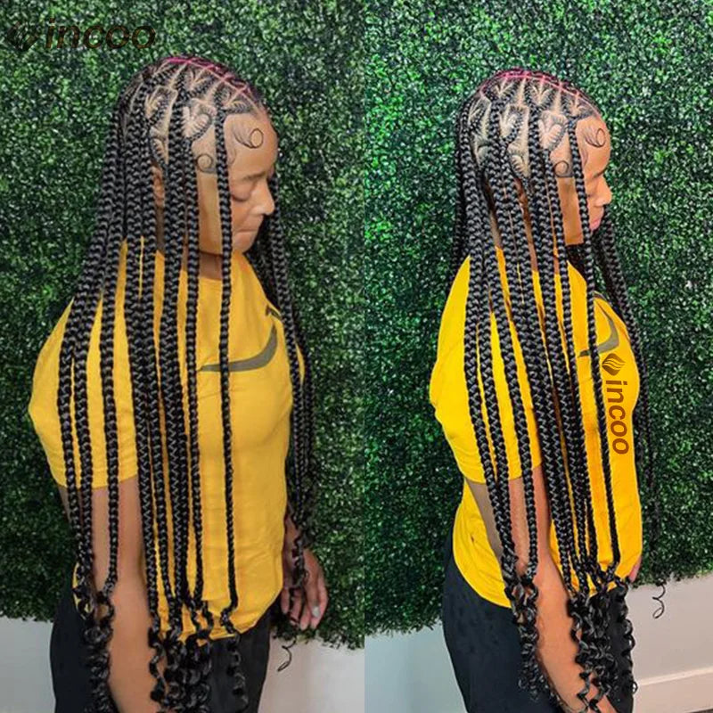 36" Heart Box Braids Wig | Cornrow Accents | Full Lace | Clearance Sale! Luxegan