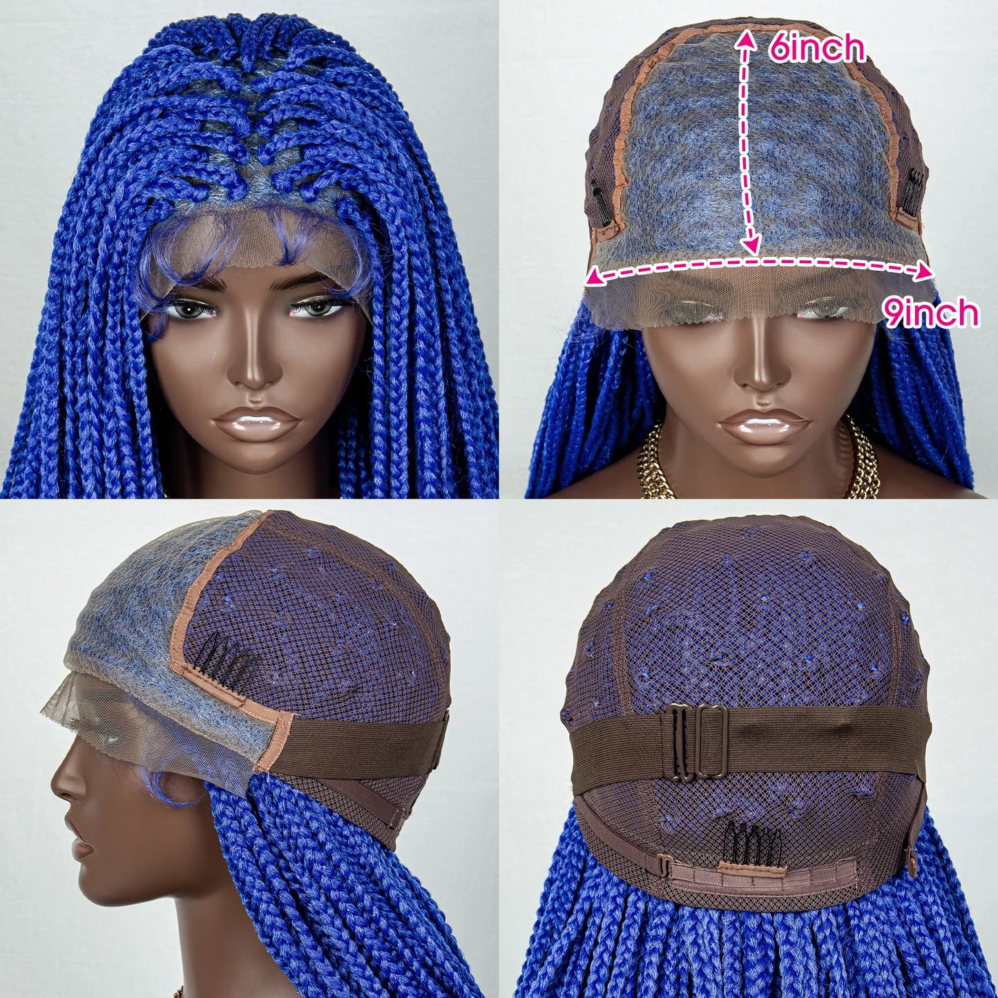 36" Water Wave Braided Wig | Lace Front | Baby Hair | Long Braids Luxegan