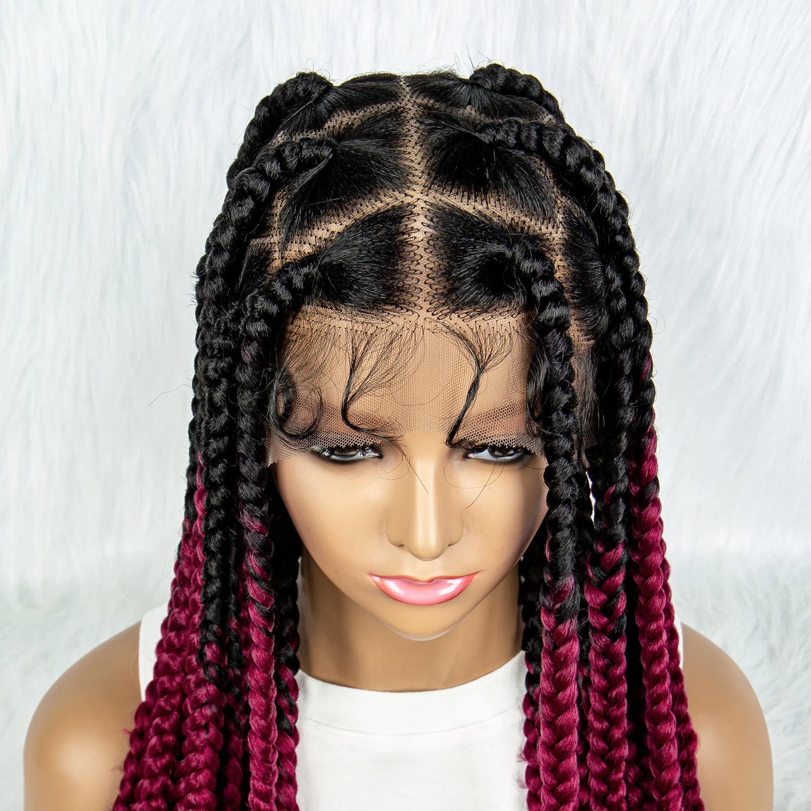 KIMA 36" Colorful Knotless Box Braids Wig | Lace Front & Baby Hair Luxegan