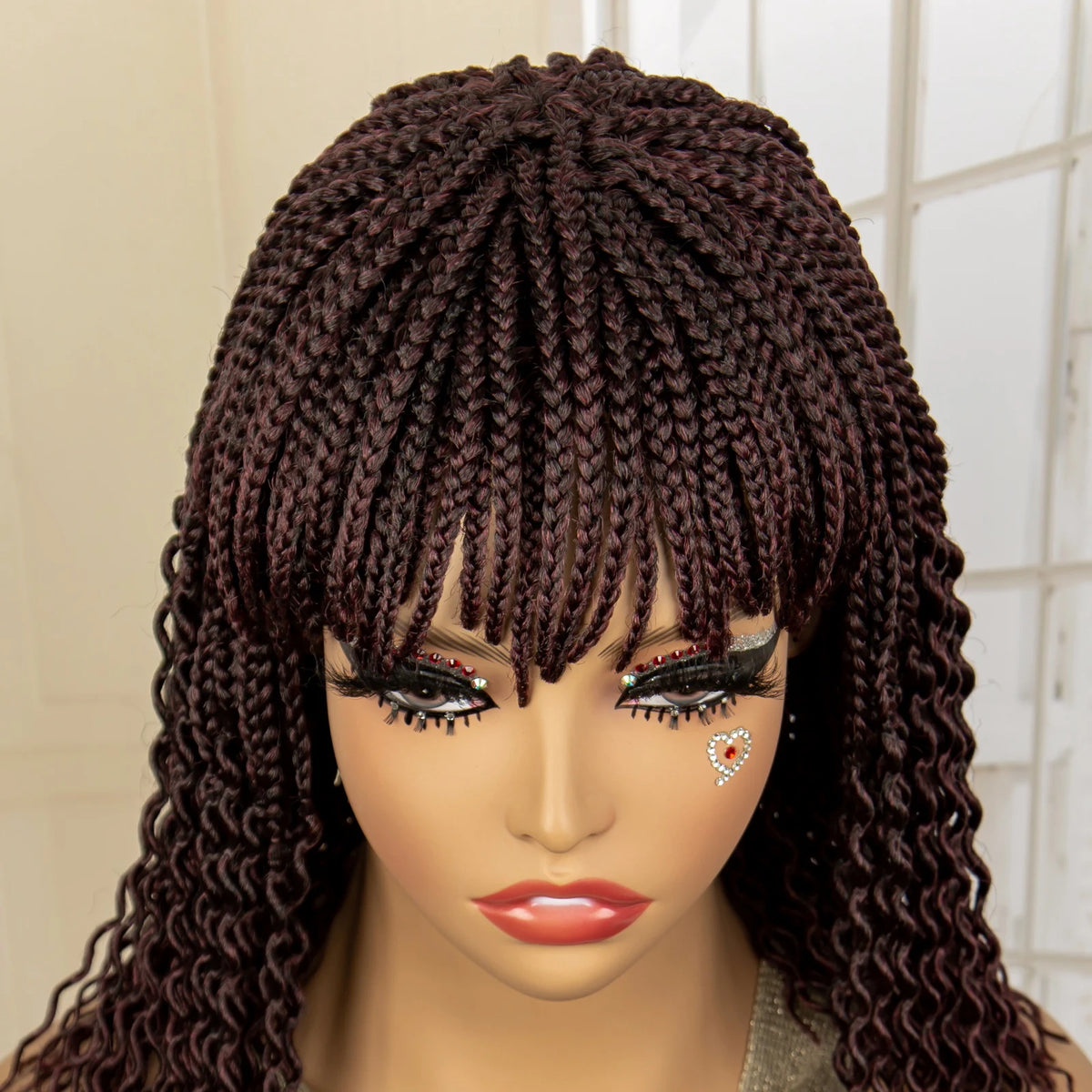 Short 14" Bob Braided Wig | Curly Knotless Box Braids | Synthetic Machine Made Wig | For Black Women - Luxegan