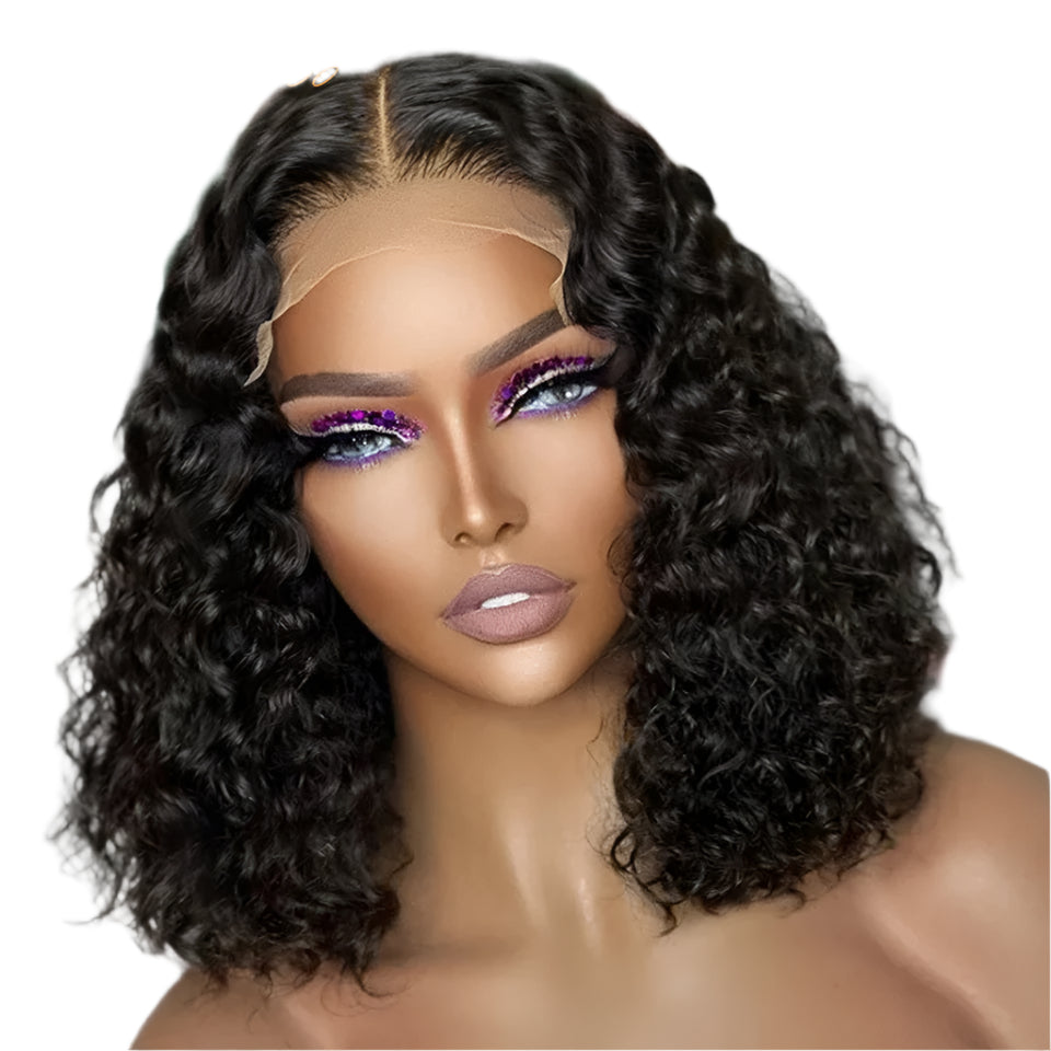 Short Jerry Curly Human Hair Bob Wig | 13x5x1 T Lace Front | Pre-Plucked Baby  Luxegan